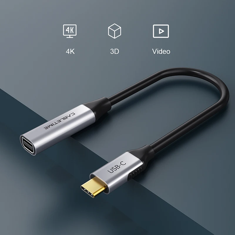 케이블타임 USB C-미니 디스플레이포트 어댑터 4K 60Hz 노트북 맥북 화웨이 메이트 40 30 프로 삼성 S20 미니 DP 컨버터 C384