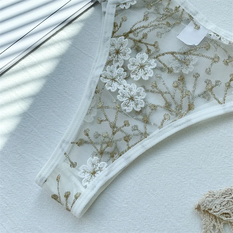 Sexy Lingerie Set Hot Exotic Costumes Invisible Bra New Sexy Fashion G-String Thong Sleepwear Flower Sets ropa interior mujer