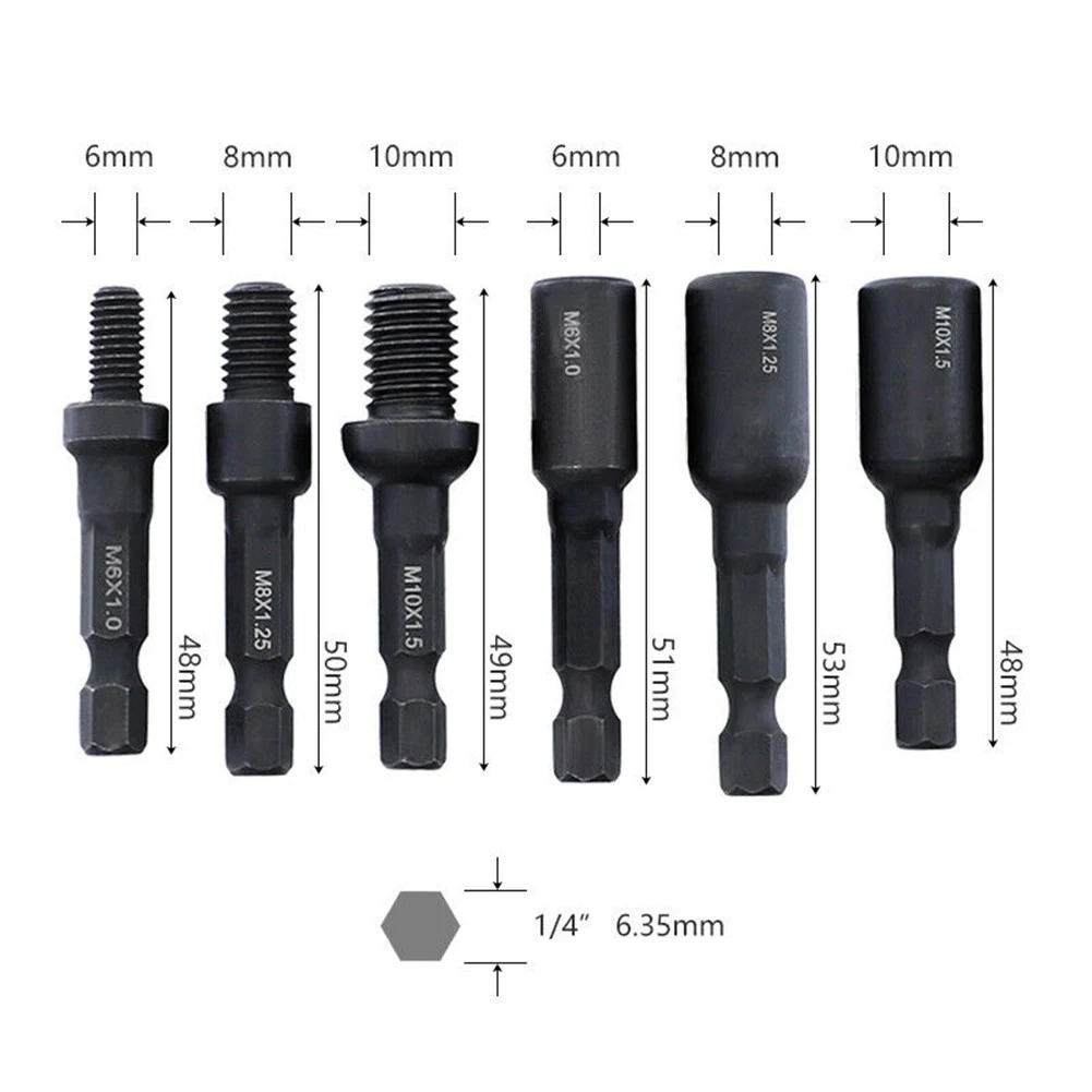 3Pcs Buchse Adapter M6/M8/M10 Cr-Mo Selbst-Tapping Buchse Für Einsatz Muttern Aufhänger Bolzen für Elektrische Bohrer Power Wrench Werkzeug Teile – Detail 1