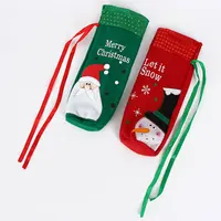 2025 Merry Christmas Table Decorations For Home Santa Claus Smowman Champagne  Wine Bottle Cover Holder Also For Kids Gift Bag 3