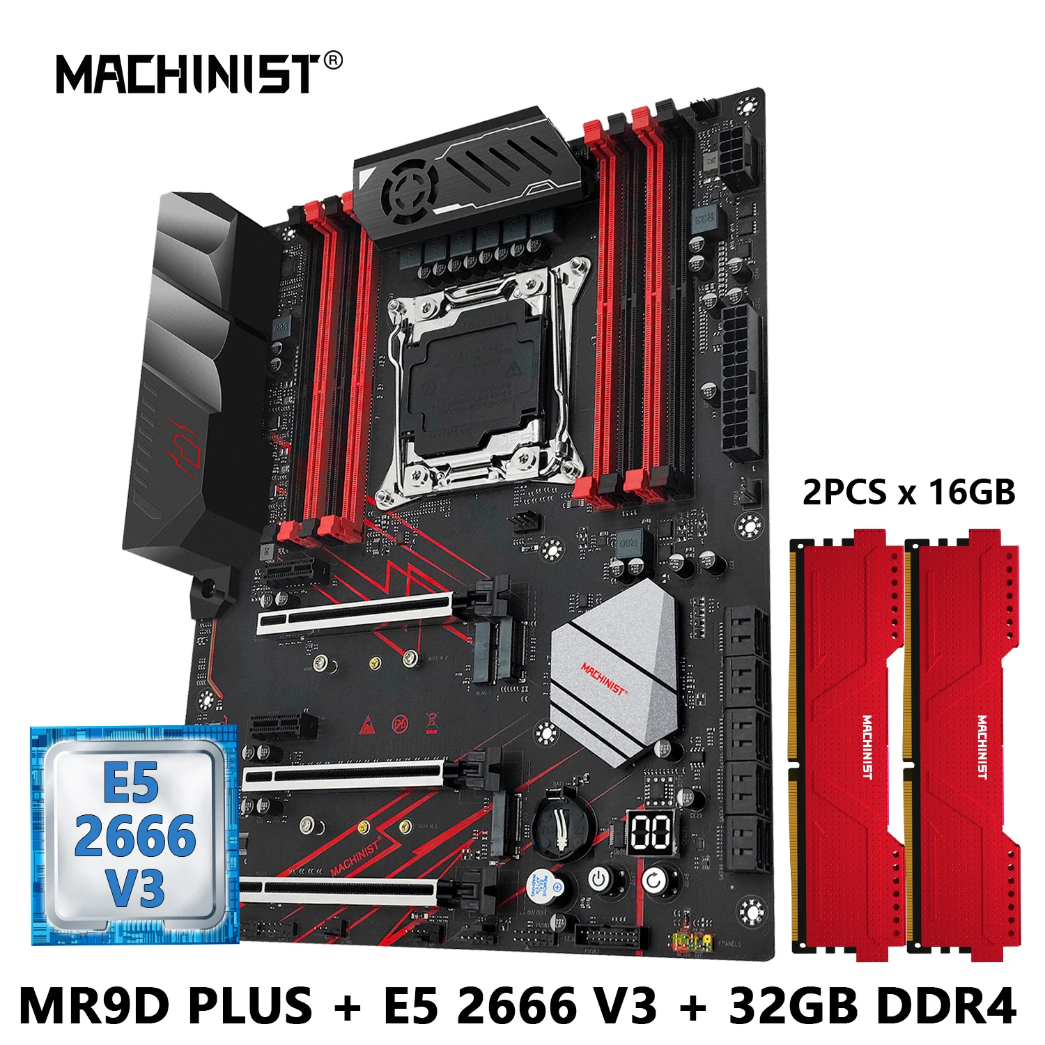 Machinist X99 Combo Scheda Madre Lga 2011-3 Xeon Kit E5 2666 V3 Cpu Ddr4 32Gb Di Memoria Ram Nvme M.2 X99 Mr9D Plus Quattro Canali