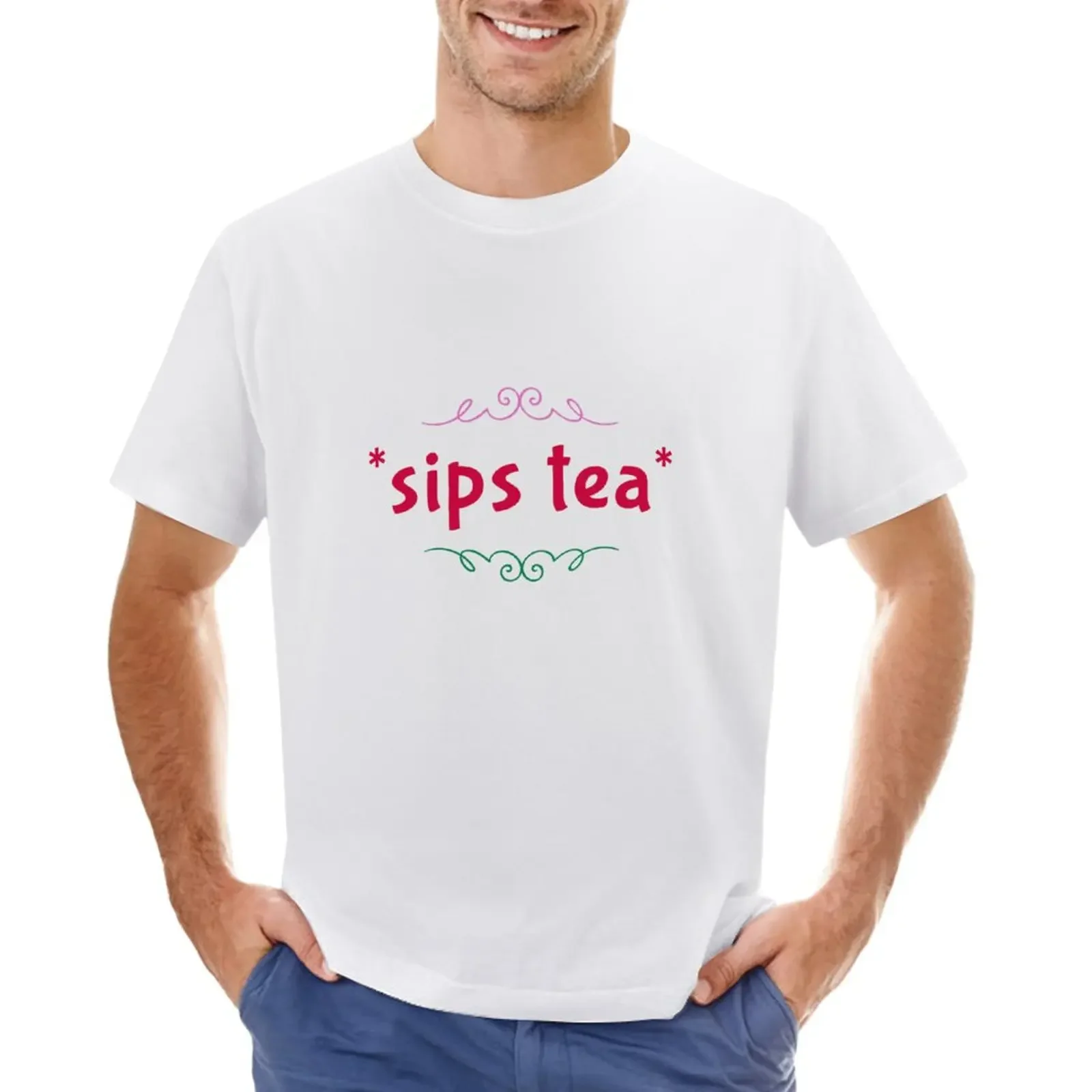 Sips Tea, Divertente, Nessuno Dei Miei Affari, Design Numero 2 T-Shirt Abbigliamento Vintage Top Estivo Magliette Divertenti Da Uomo