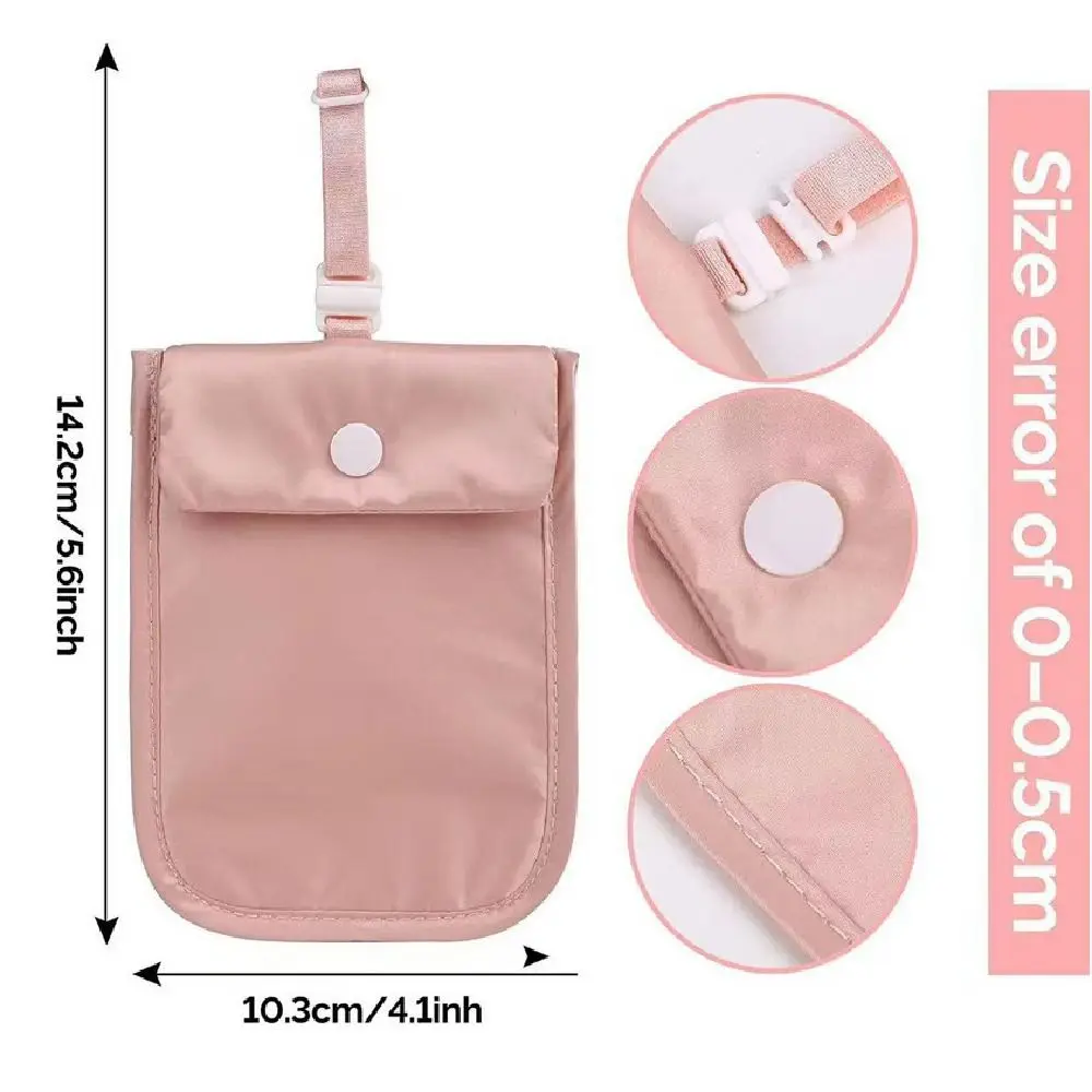 Solid Color Anti-Theft RFID-Blocking Bra Wallet with Adjustable Strap