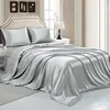 Mulberry Silk Bed Sheet Set with Fitted Sheet Flat Sheets Pillowcase Luxury Solid Color Bedding Sets Wrinkle-Free Antiallergic 2