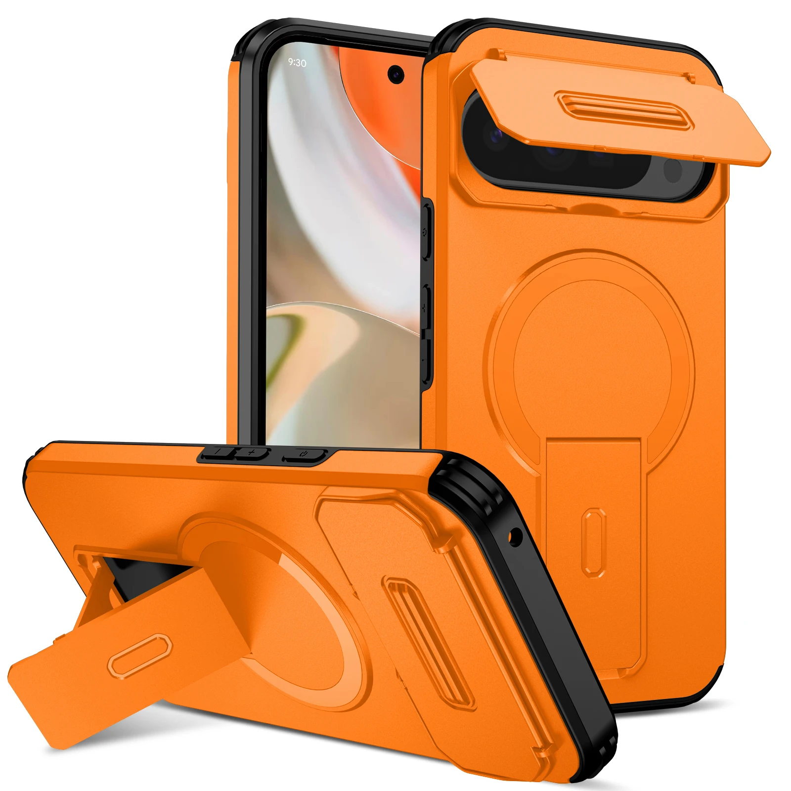 Premium Armor Case with Slide Camera Lens Protector and Magnetic Wireless Charging Compatibility