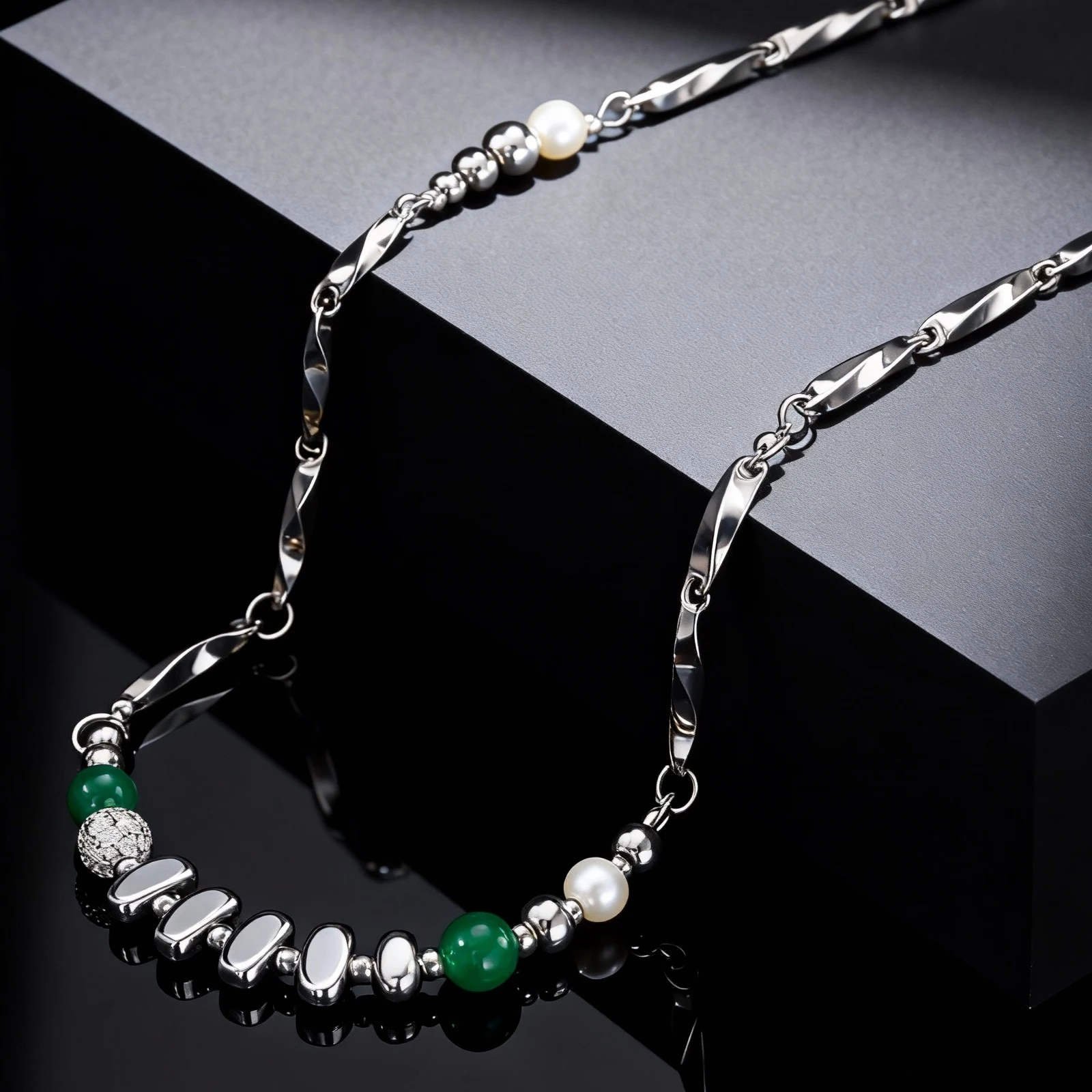 Punk unregelmäßige Perlen Spleißen Edelstahl Halskette für Männer, Hip Hop Mobius Kette Halsband, wasserdicht Party Schmuck Geschenke – Detail 6