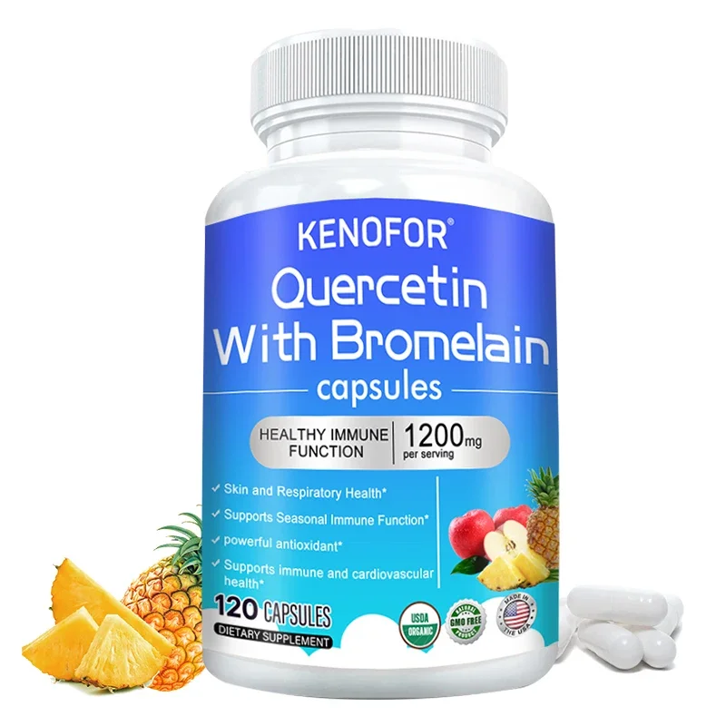 Quercetin 1200 mg Bromelain Zinc Natural Immune Support Supplement Antioxidant Skin Respiratory Health