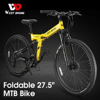 WEST BIKING Foldable 27.5 Inch Mountain Bike 27 Speed BMX MTB Bicycle Men Women Shock Absorption Mechanical Disc Brakes Bike 2