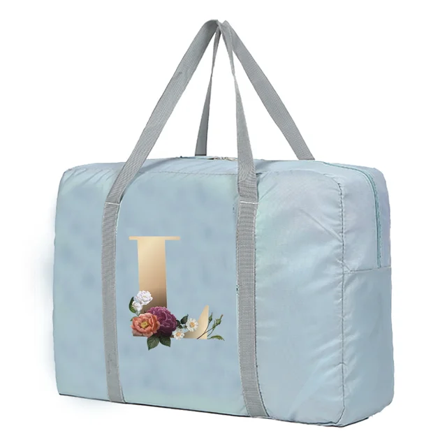 Large Capacity Travel Bag Unisex Organizers Foldable Luggage Handbags  Clothes Storage Duffle Carry on Bags Gold Lettern Series 5gold L