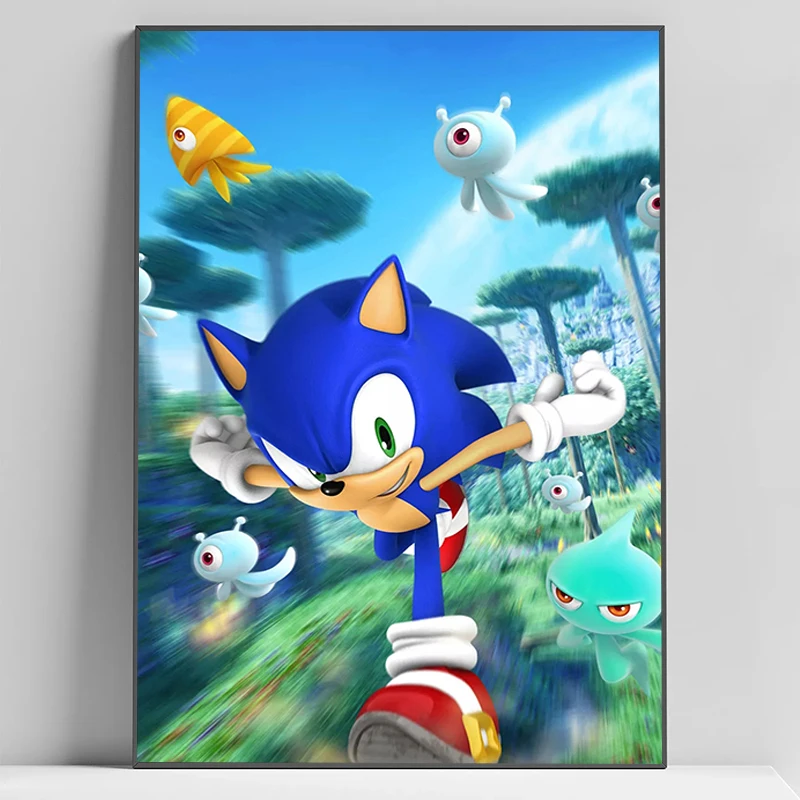 thumbnail image 1 of Póster de S-Sonic the H-Hedgehog, pinturas grandes, decoración moderna para sala de estar, decoración del hogar con envío gratuito, carteles para arte de pared, 1 of 5