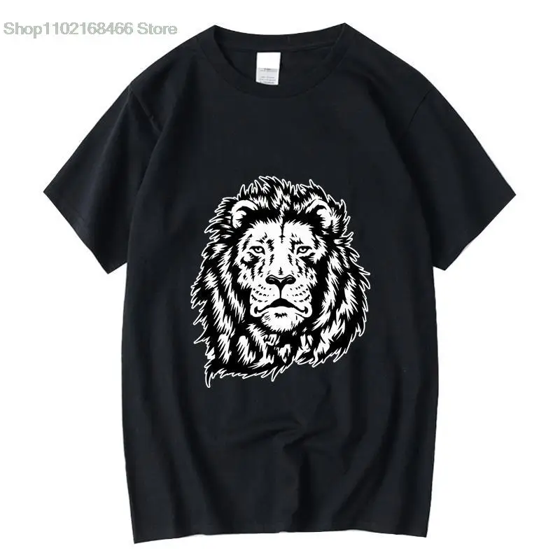 

Men's High Quality 100% cotton funny lion print summer t shirt loose o-neck men tshirt short sleeve t-shirt male tee tops