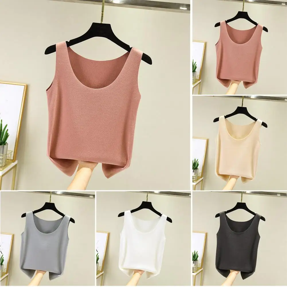 

Skin-friendly Fabric Vest Double-sided Thick Plush Women's Vest Soft Warm Sleeveless Tank Top for Winter Elastic Inner Wear