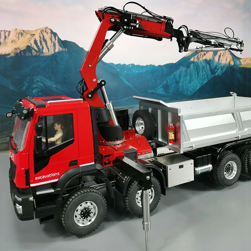 RC 1/14 Hydraulic Lifting Truck Iveco Dump Truck Model RTR Full Metal Dump Truck with Sound and Light Set PL18EV RC Toys 5
