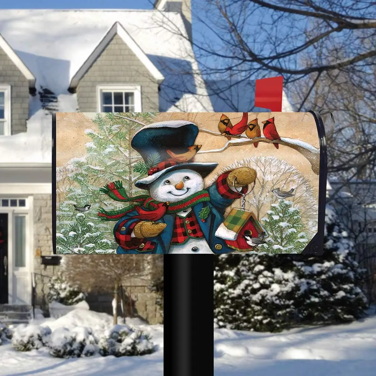 Briar wood Lane Winter Friends Snowman Magnetic Mailbox Cover Primitive Standard