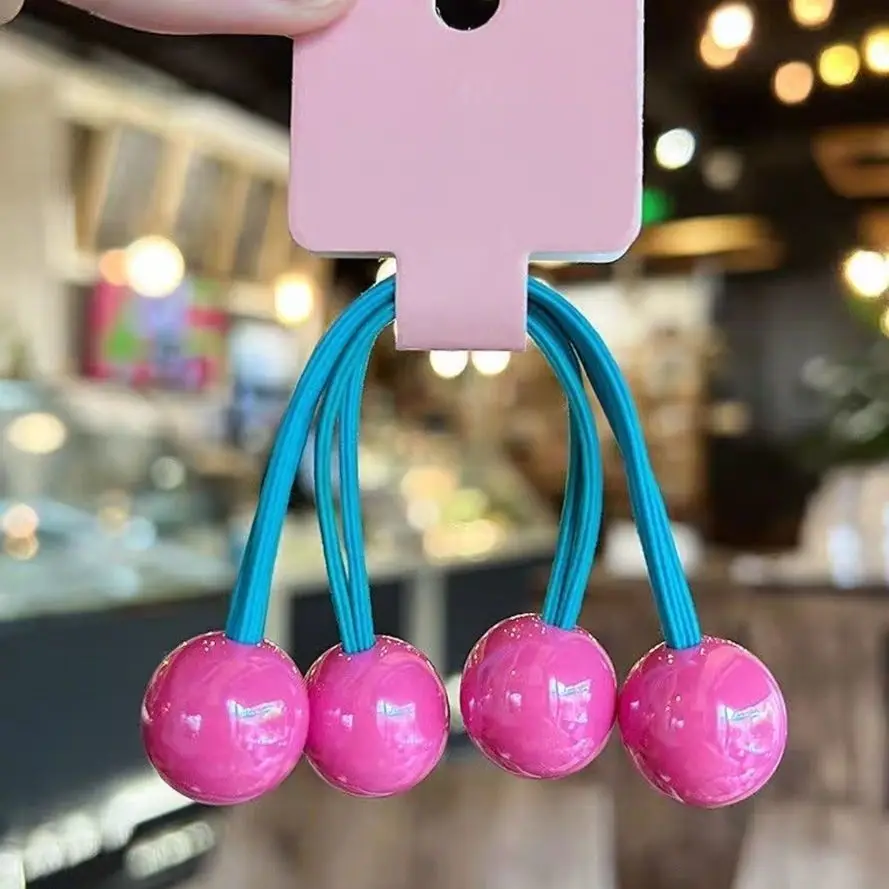 Korean Children's Candy Color Long Rubber Band Hair Band Tie Ponytail Ball Color Headband Princess Headgear Princess Style