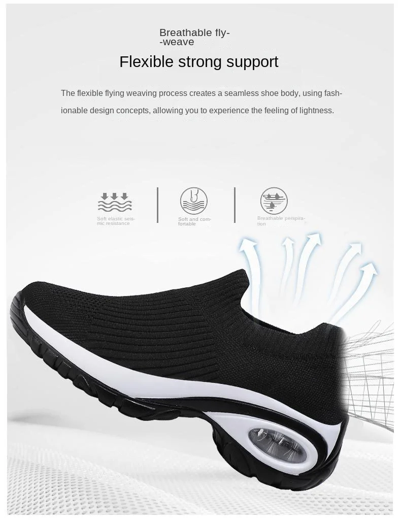 Women's casual and versatile summer running shoes Comfortable fly woven breathable loafers slip on sneakers