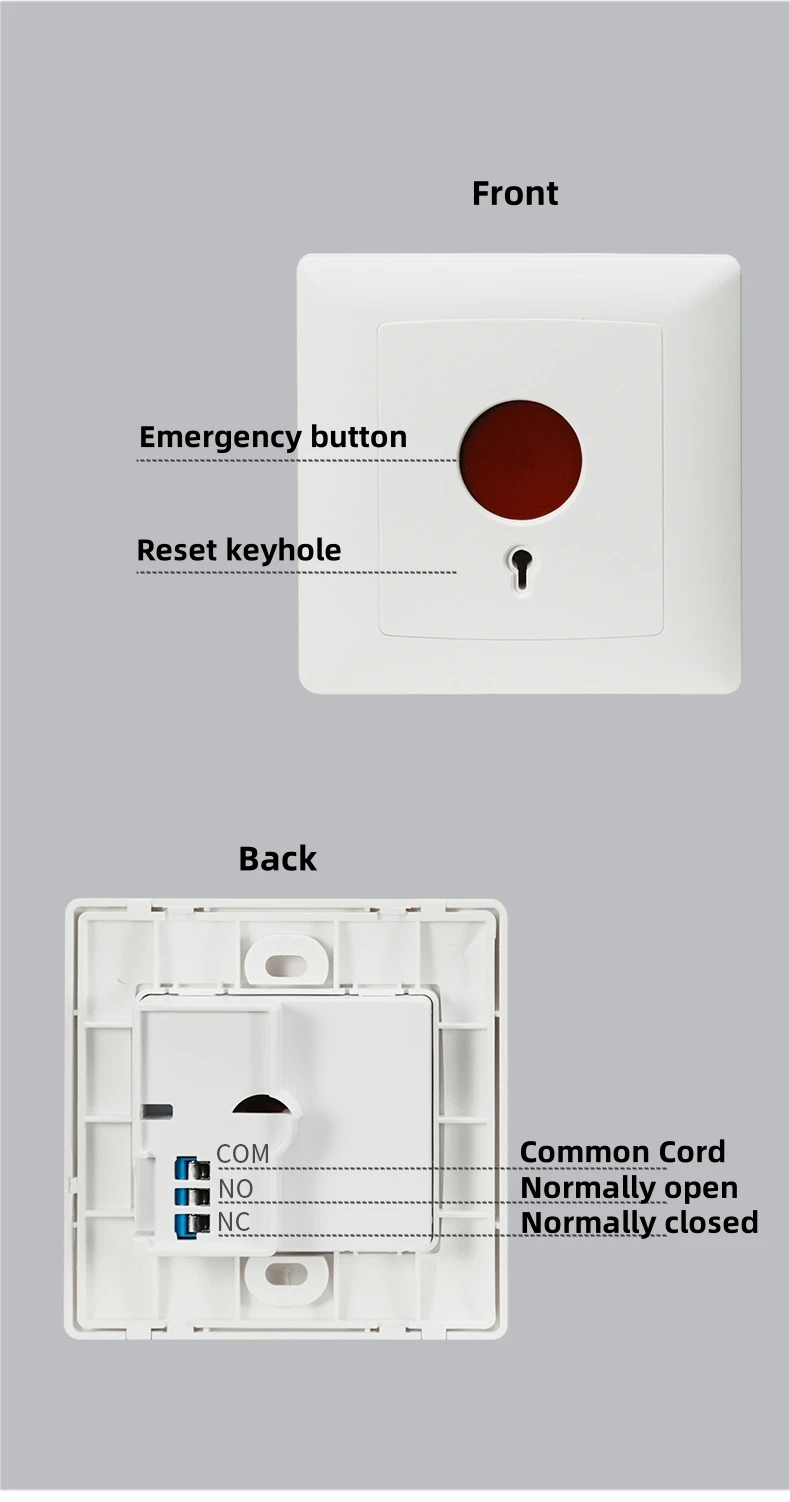 15pcs Manual Emergency Alarm Button Switch With Key Emergency Call Button Wall Panel Alarm SOS Panel Call for help alarm