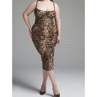 Sexy Leopard Print Dress Women's Sleeveless Fitted Stretch Bodycon Mid-Calf Dress Clubwear Evening Party Dresses - Image 6