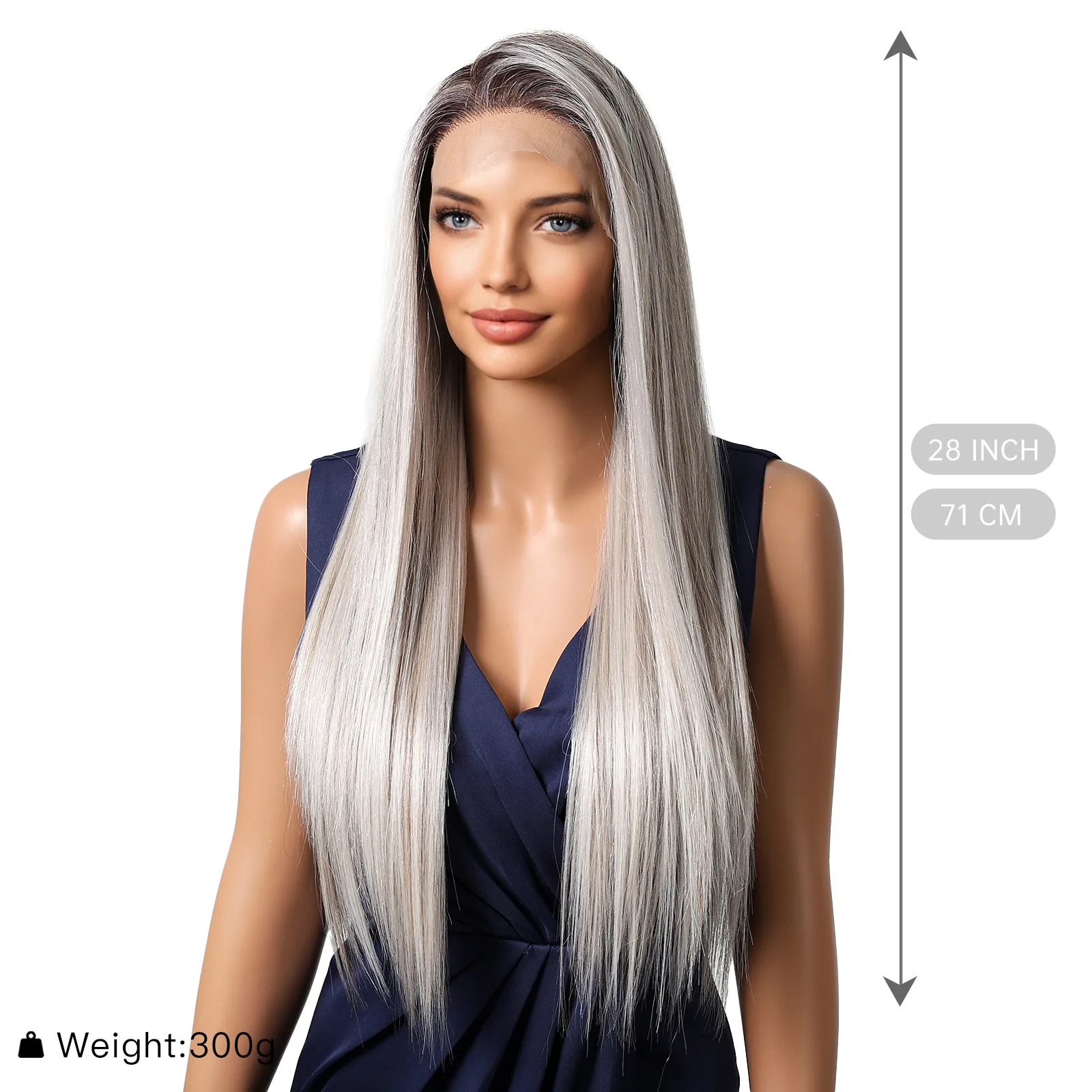 Silver Gray Platinum 13*6 Lace Front Synthetic Wigs for 