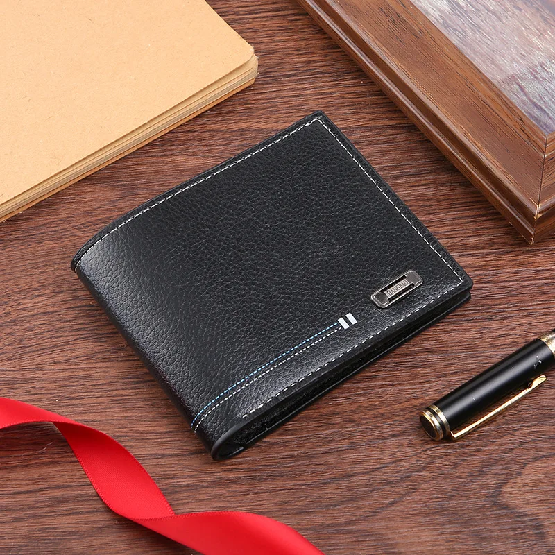 Men's Short Casual Wallet, Fashionable and Minimalist Thin Billfold, Youth Large Capacity Push, Card Bag Moneybag 12*9.5*1.5CM