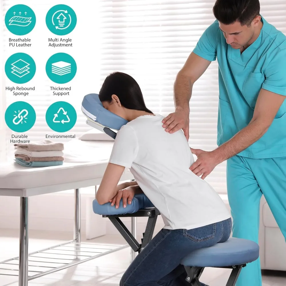 Portable Blue Foam Massage Chair with Face Cradle