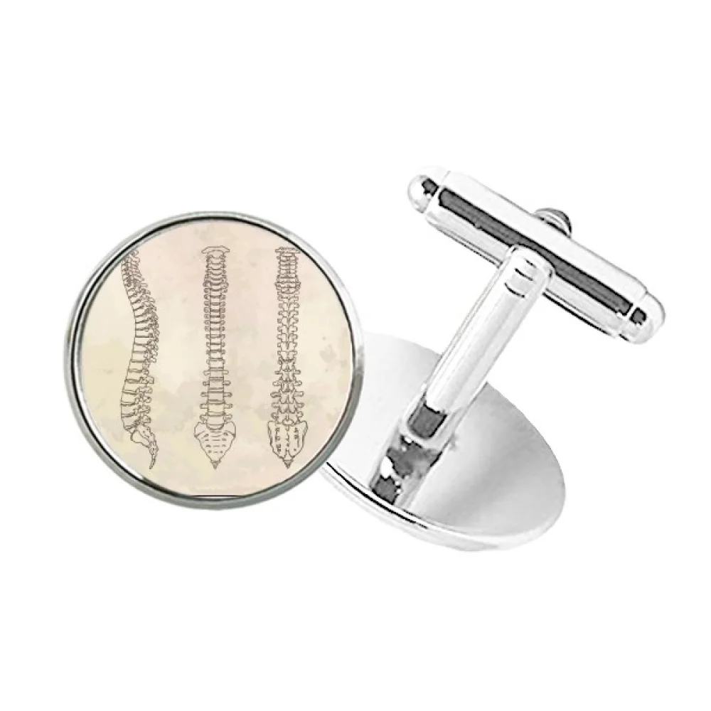 

Skeleton Sketch Spine Human Round Button Cuff Clip Stud Cufflinks