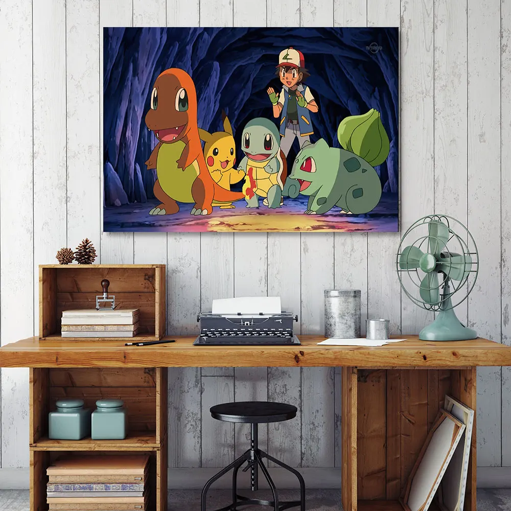 

Pikachu Poster Peripherals Charmander Canvas Painting Japanese Anime Pokémon Kawaii Picture for Modern Study Room Wall Decorate