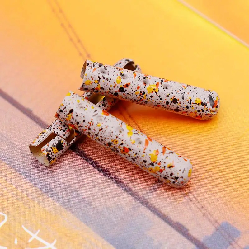 Coolstring Khaki Metal Tips With Colored Inks Splash 22.3*4.2mm Spray Dots Sneaker Lace's Ends Trendy Shoelace Head's Decoration