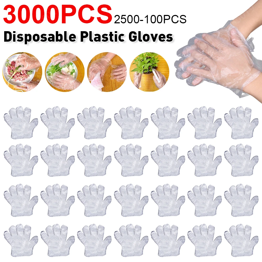 

3000-100 шт., одноразовые пластиковые перчатки