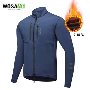 WOSAWE Men’s Thermal Fleece Cycling Jacket – Autumn & Winter Windproof Bike and Motorcycle Coat with 2-Way YKK Zipper 1