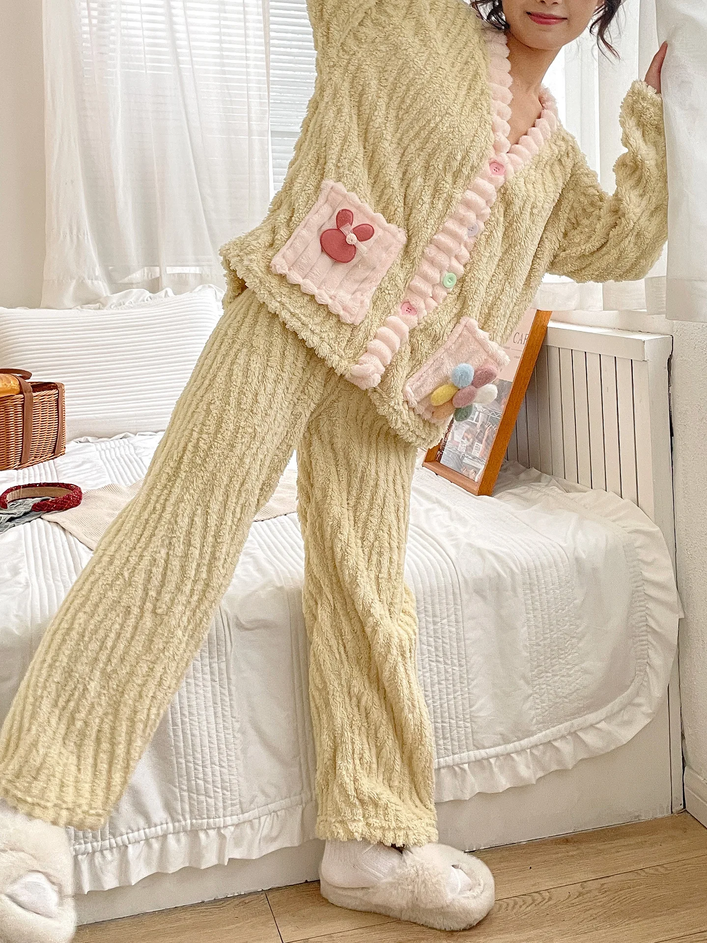Cotton Pajama Set 2PCS/Set Pregnant Women Winter Flannel Nursing