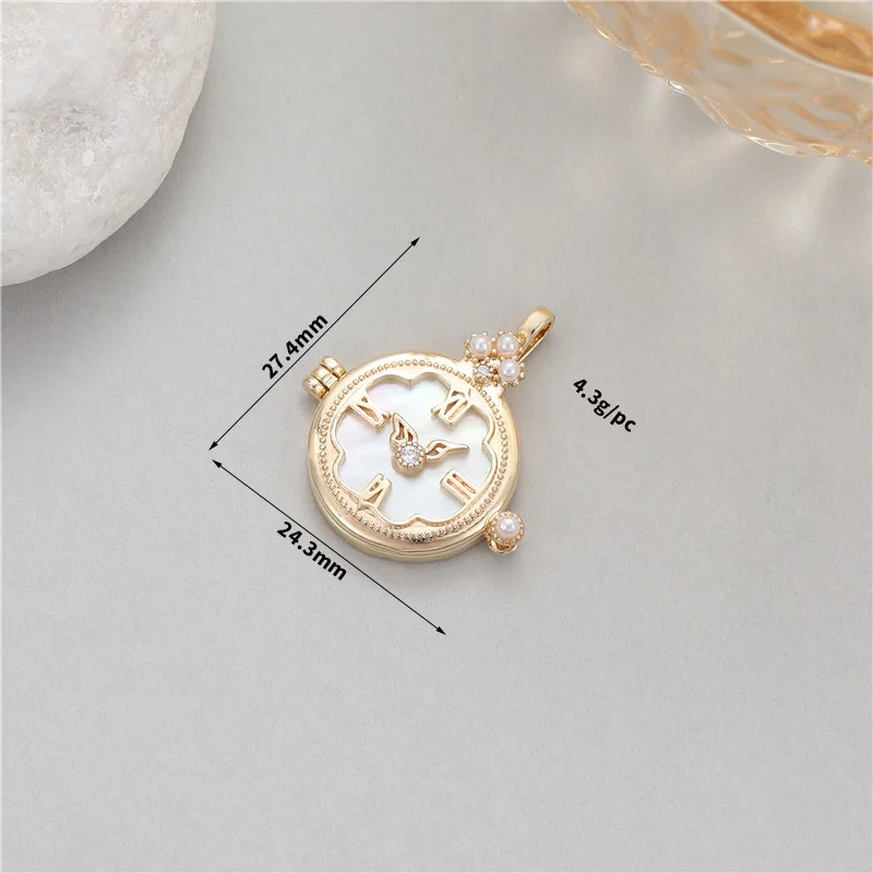 Stylish Chic Hypoallergenic Key Four-leaf Clover Clock 14K Gold Plated Bracelet Pendant Handmade DIY Jewelry Accessories 6