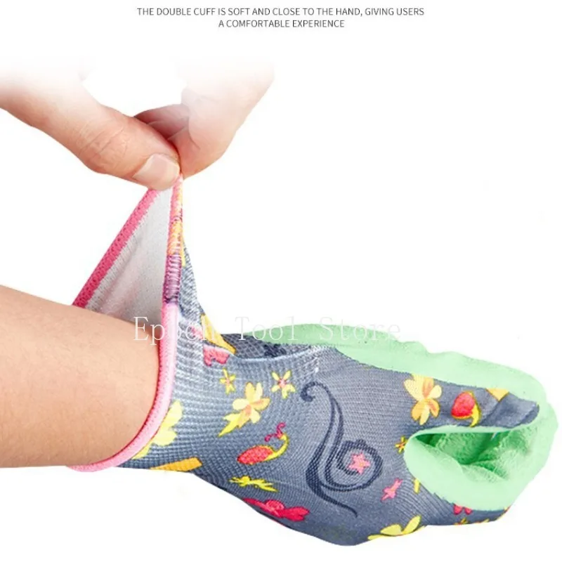 Garden Gloves One Size for Women Breathable Foam Latex Working Gloves, for Gardening Landscape DIY Rubber Gloves 4