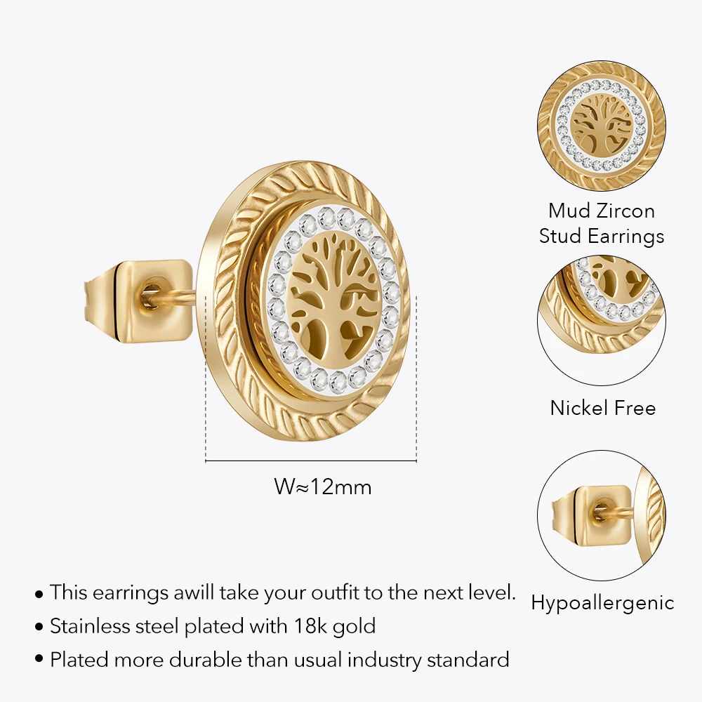 ENFASHION Aretes De Mujer Mud Zircon Series Stud Earrings For Women 18K Plated Gold In Earings Fashion Jewelry 1452 1453 1454