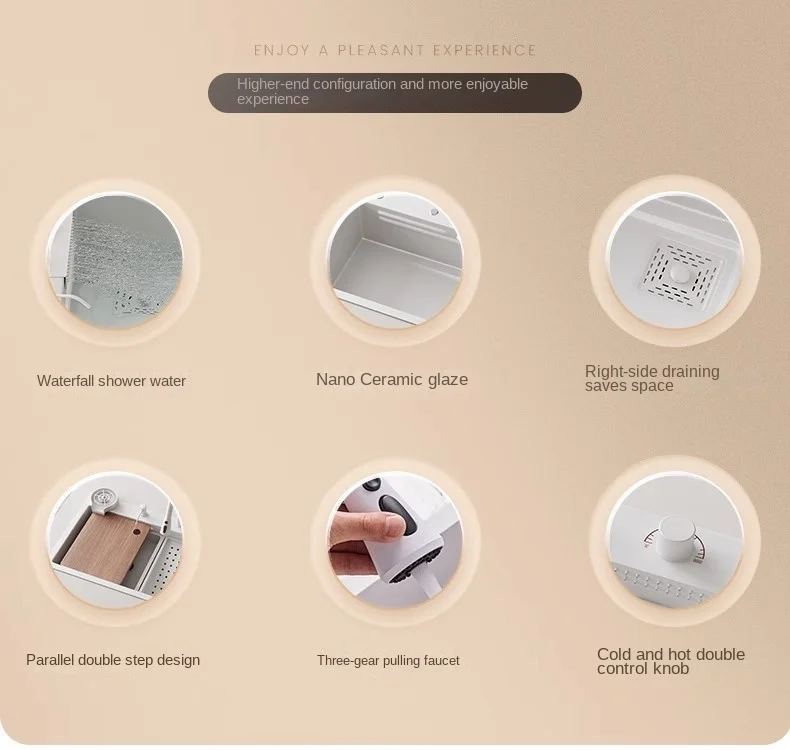 Description Picture 4 of itemWhite Stainless Steel Waterfall Kitchen Sink Multifuctional Faucets Simple Style Large Single Slot Kitchen Novel Accessories