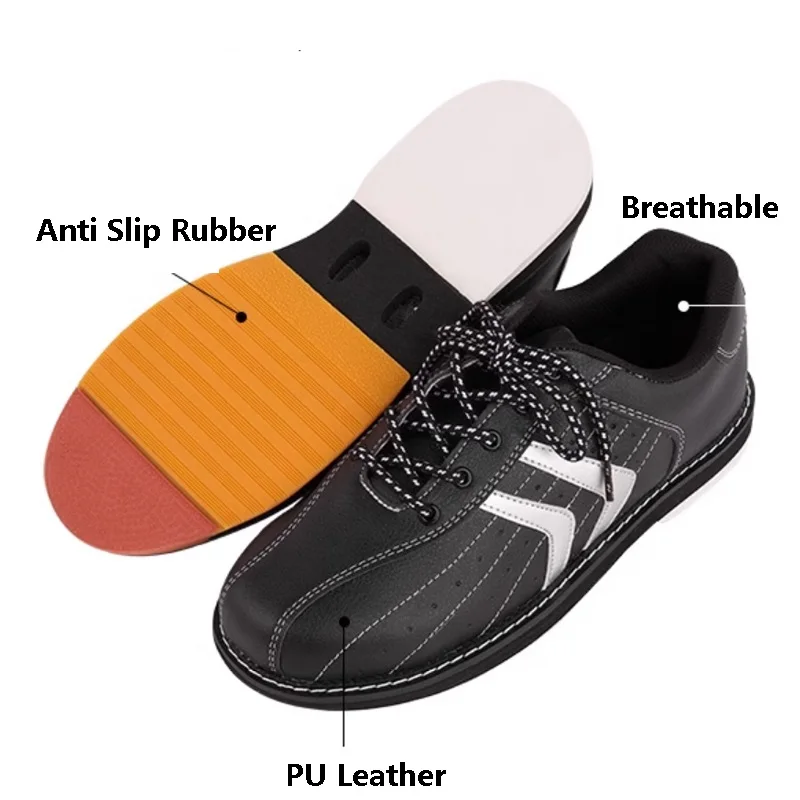 Men Professional Bowling Shoes Male Breathable Anti-skid Sneakers Men Lace-up Lightweight Bowling Trainers Athletic Shoes 38-47