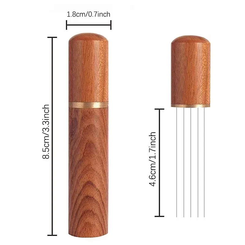 Coffee Needle Espresso Coffee Stirrer Distribution Tool Portable Handheld Coffee Tamper with Wood Handle for Barista Accessories