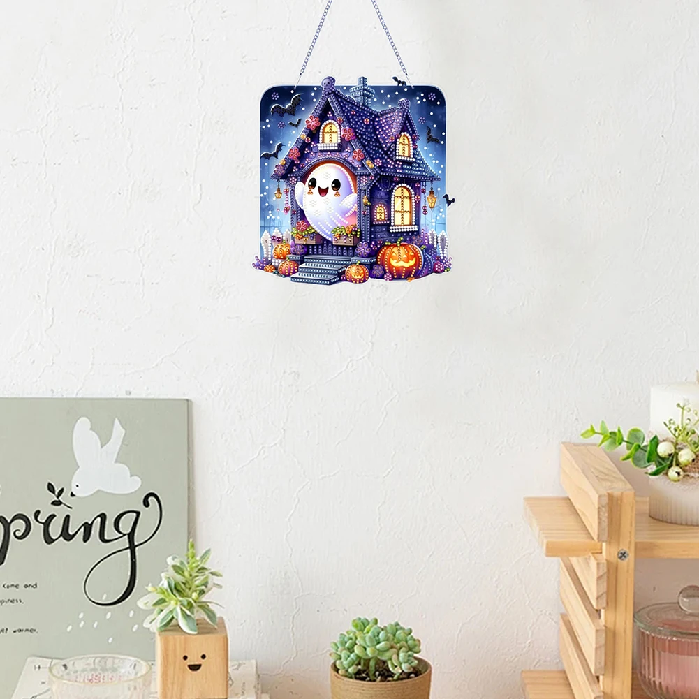 2D Flat DIY Rhinestone Diamond Art Window Pendants Diamond Painting Set Double-sided Printing Home Wall Decoration Crafts