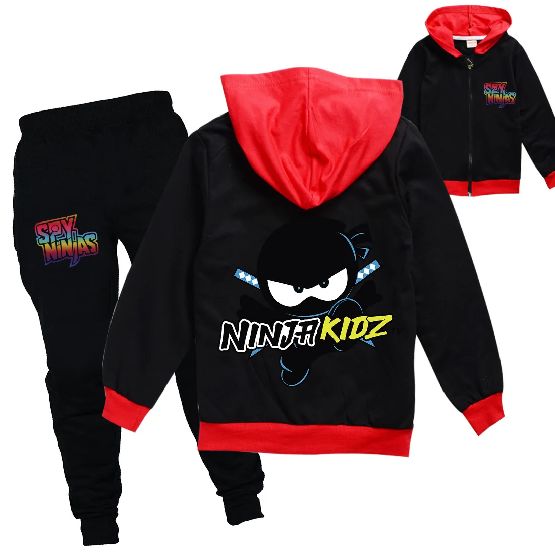 

2023 Baby Girls NINJA KIDZ Clothes Set Kids Casual Clothing Boys Zipper Hood Casual Jacket+Pants 2pcs Set Children Sportswear