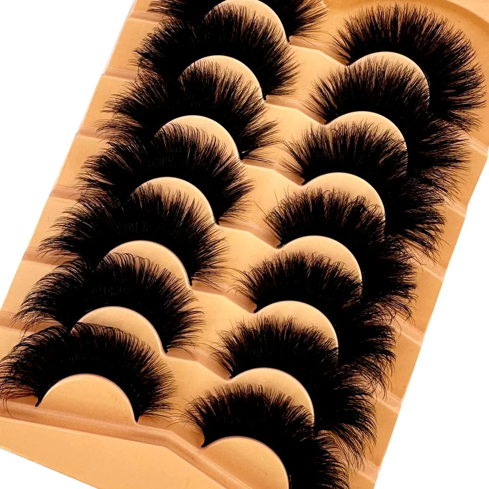 Nový 7pairs falešná řasy hustý dlouhé nepravý řasy dramatické lashes 3D falešný norek řasy velkoobchod plný svléknout se lashes líčení