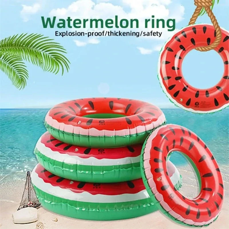 Inflatable Pool Float Swimming Ring 1 Pc Watermelon Pattern Swimming Ring for Adult Kids Inflatable Mattress Pool Party Swimming Laps Summer Beach Float Water Sport