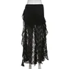 BKLD 2024 Autumn New Women Clothing Black Skirts Sexy High Waist Lace Ruffles Patchwork Irregular Y2k Skirts Party Clubwear 5