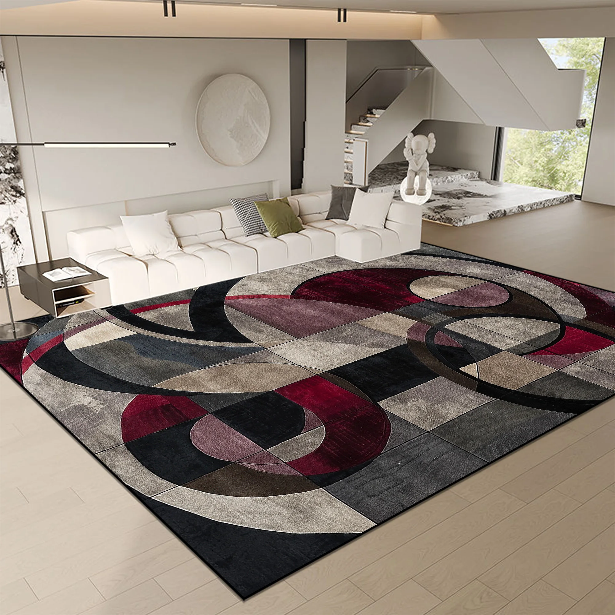 Nordic Abstract Geometry big Size Rugs for Living Room Decoration Light Luxury Anti-slip Floor Mats Home Bedroom Washable Carpet 2