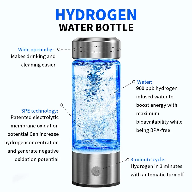 420ml hydrogen-rich voda pohár elektrický vodík bohatý voda vyvíječ láhev titanová kvalita filtr přenosné antioxidační lonizer