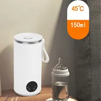 Travel Electric Kettle Cordless Stainless Steel 400ML 55℃ Portable Hot Water Boiler Fast Heating 6000mah Rechargeable for Milk 2