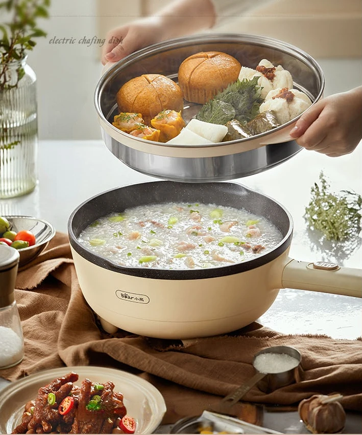 Cuisinière électrique multifonctionnelle 220V poêle de cuisson électrique  machine à cuire hotpot nouilles riz oeufs soupe double vapeur