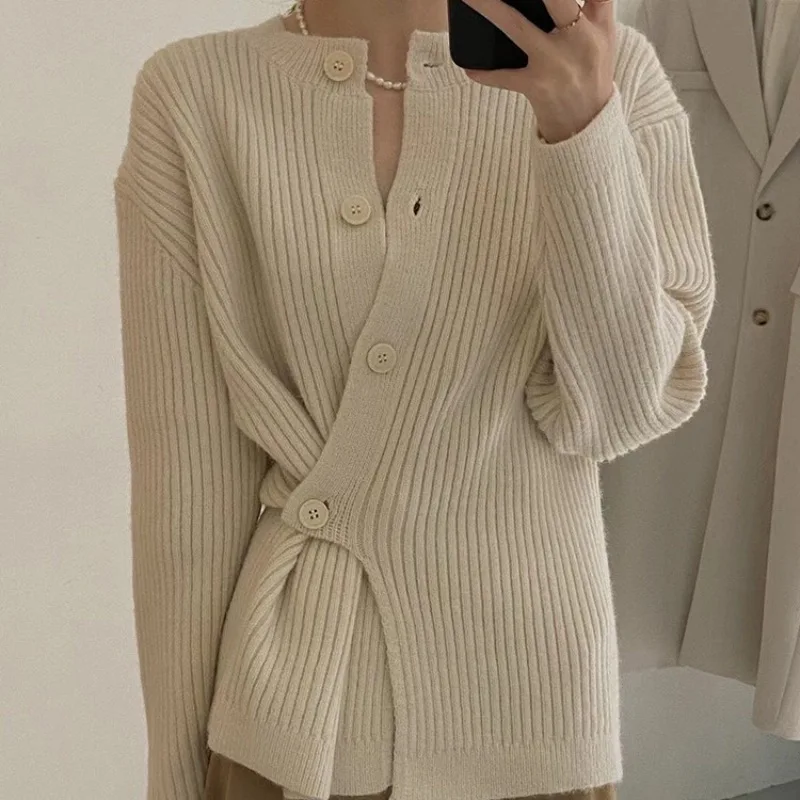 Women Long Sleeve Knitted Sweater Coat Autumn Winter