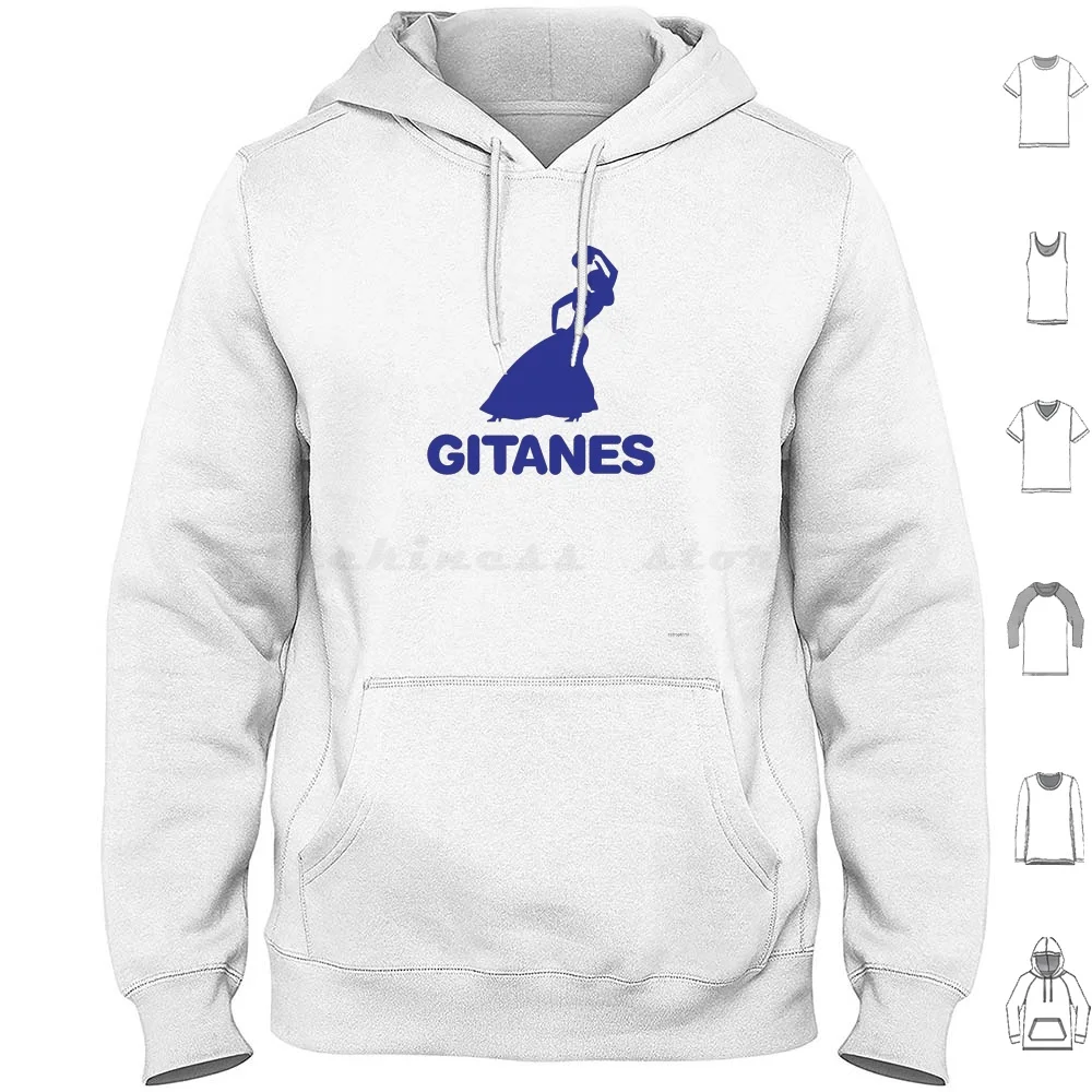 1970'S Vintage Gitanes Gypsy Dancer Emblem-Ligier-Gainsbourg-Blue Print Felpe Con Cappuccio Manica Lunga Ligier Gitanes Ligier