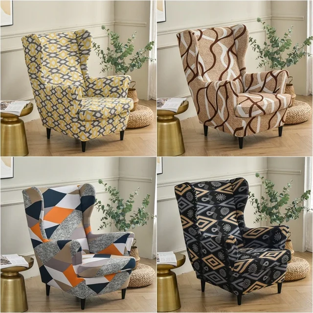 Housse de fauteuil à ailes amovibles, en Spandex, extensible, avec coussin  de siège, pour canapé et fauteuil - AliExpress