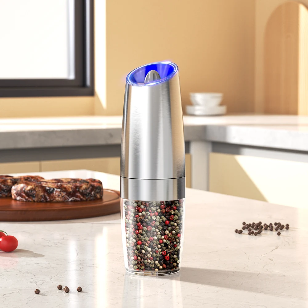 Electric Automatic Salt and Pepper Grinder Set Led Light Adjustable Spice Mill Kitchen Tools